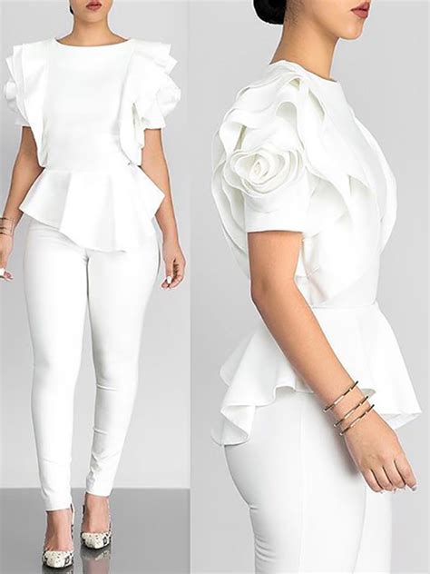 white peplum short sleeve top celine|formal peplum tops for women.